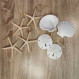 Beach-Themed  Glitter Ornaments Set